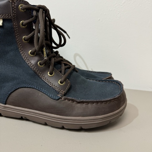 Lems Boulder Boots Size 42 Blue Brown Leather Mesh Barefoot Wide Toe - Picture 3 of 16